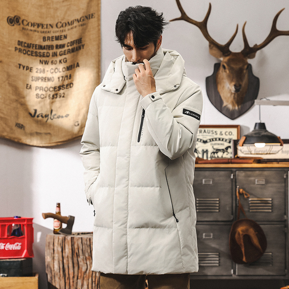 Мужская куртка пуховик мужской средней длинны ,наполнитель графен