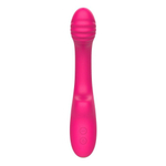 Розовый изогнутый ребристый вибромассажер - 21 см. (Цвет: розовый)