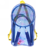 Бадминтон в наборе K-707 6 предметов: 2 металлические ракетки 43 см,3 волана, чехол (синий)