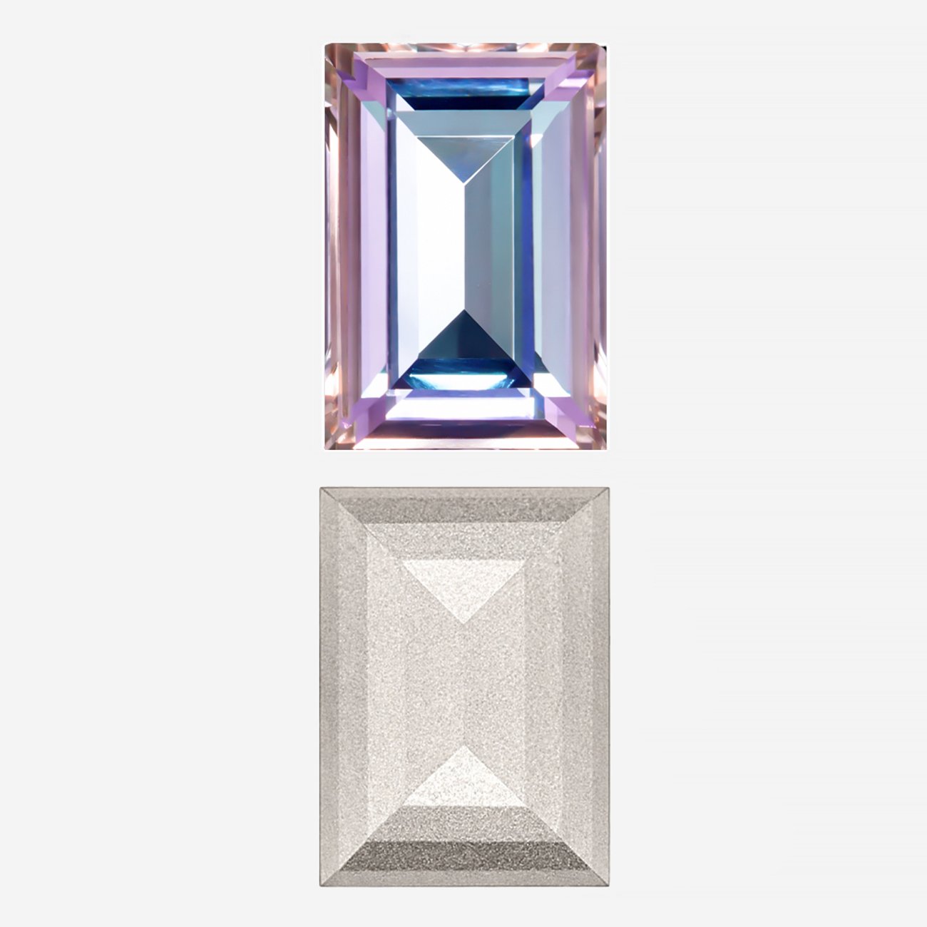 Кристалл Прямоугольник (Step Cut Fancy Stone), оттенок "Северное Сияние в Дымке"/"Misty Aurora", 18*13мм