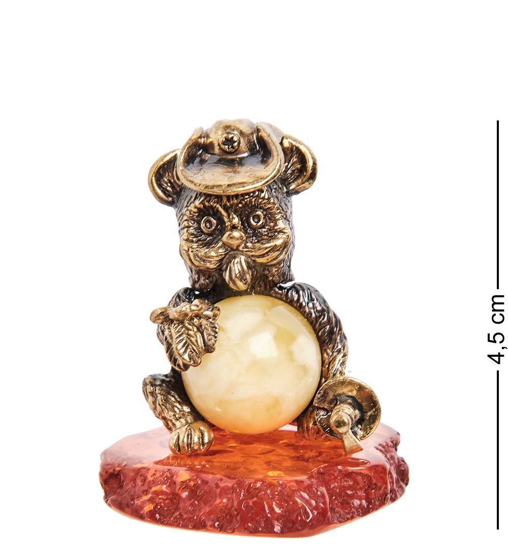 Народные промыслы AM-2012 Фигурка «Кот мушкетер» (латунь, янтарь)