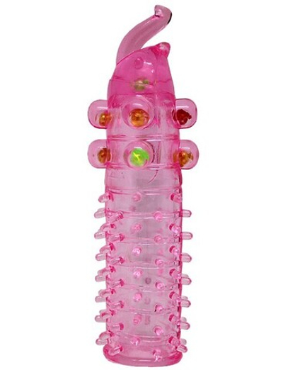 Насадка с бусинками стимулирующая из серии PENIS XL (Цвет: прозрачно-розовый)