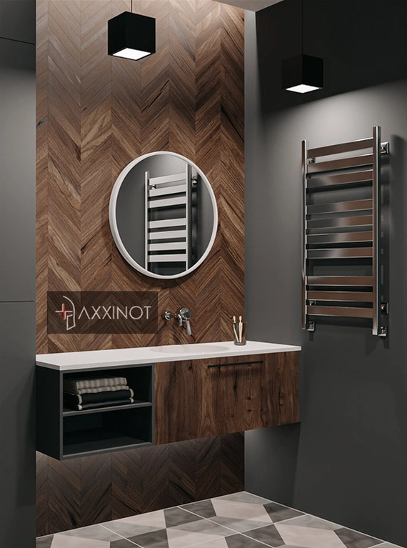 Axxinot V 50 - водяной дизайн полотенцесушитель с квадратным и прямоугольным профилем из нержавеющей стали