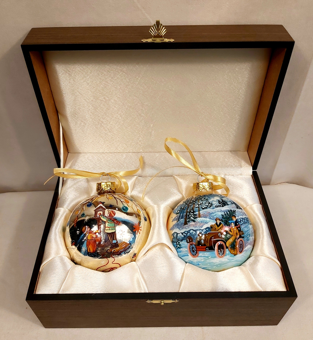 Набор коллекционных новогодних шаров с полной росписью "Новый год"