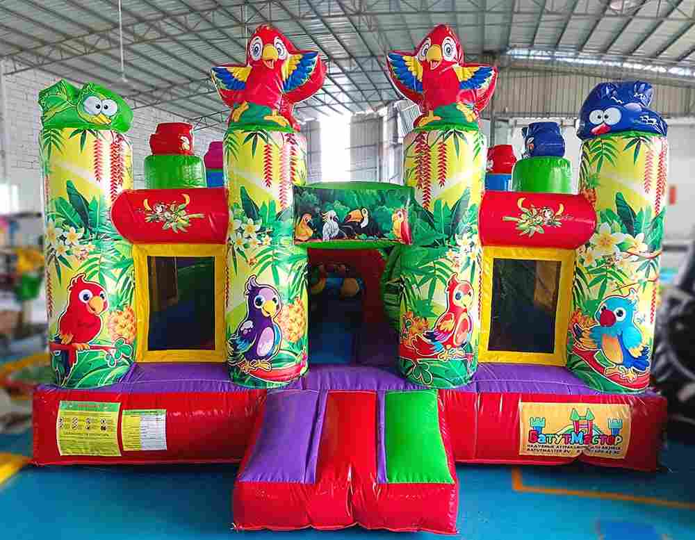 Детский надувной батут «Попугайчики» без горки, размер 4*4*2,6 м.