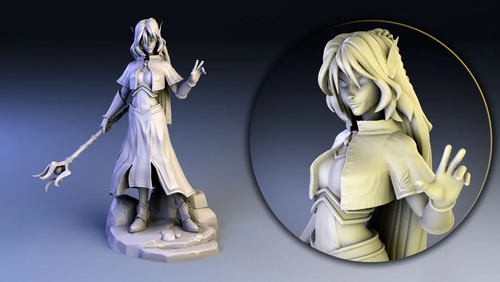 Высшая Эльфийка Жрец 40мм (класс: Клерик, Маг, Волшебник) миниатюра для DnD (ДнД) и других Настольных игр (НРИ, Варгеймов или РПГ), фентези тематика