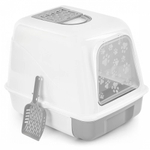 Туалет для кошек закрытый с выдвижным лотком "Alta", серый