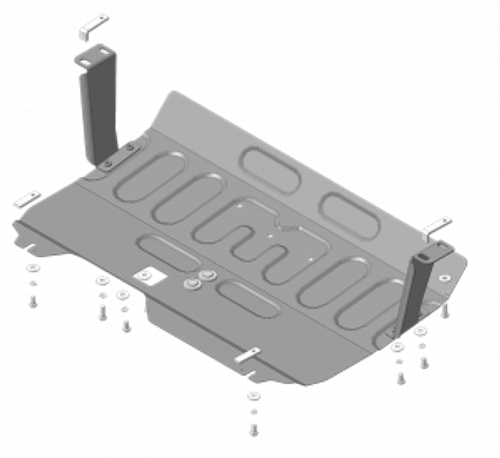 Усиленная защита Motodor картера двигателя, кпп. 2 мм, сталь. для Ford Tourneo Custom 2013-н.в.,Ford Transit 2013-н.в. арт.70711