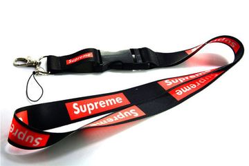 Ланъярд / шнурок для ключей Supreme чёрный с красным