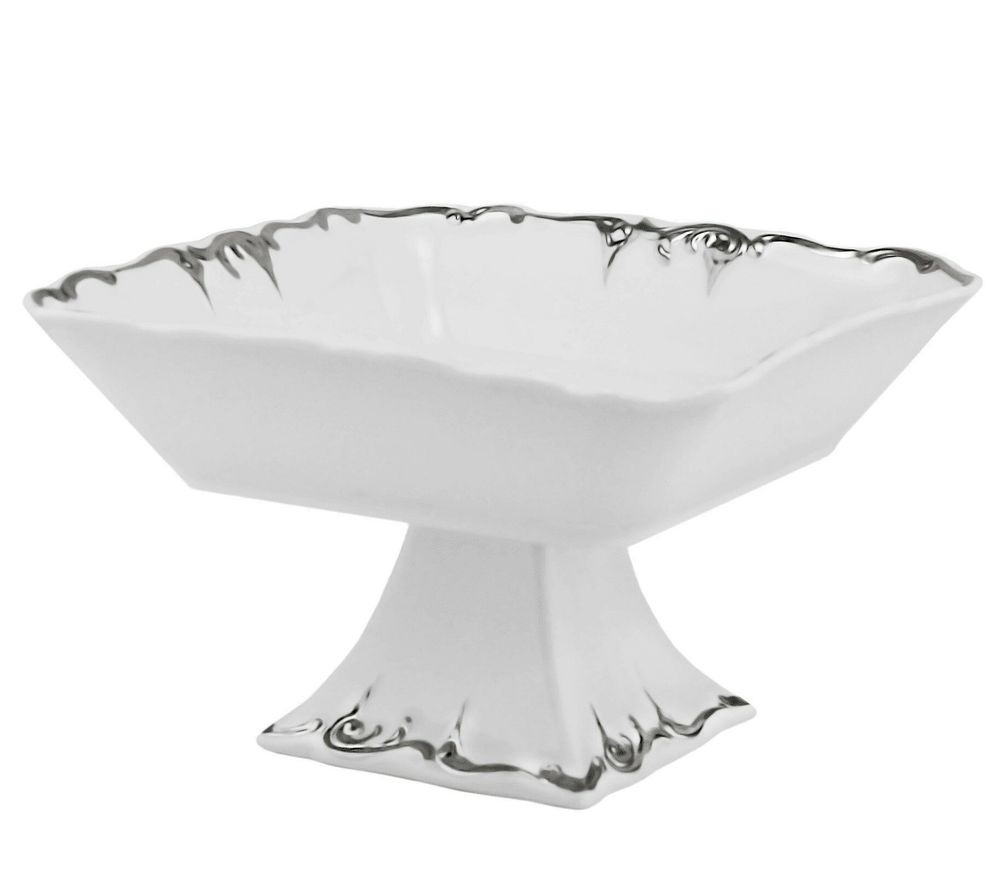 Lenardi 666-396 Квадратная фруктовница 21см на ножке ARGENTO в под.уп.(х4)Фарфор