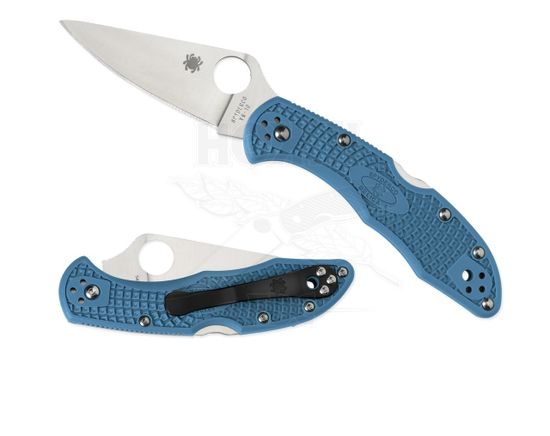 Складной нож Spyderco Delica Flat Ground Blue C11FPBL c клинком из стали VG-10, рукоять FRN