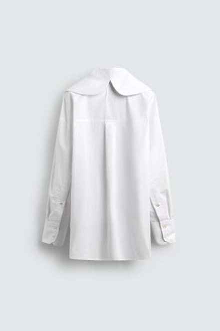 ZARA HARRY LAMBERT X DISNEY РУБАШКА ИЗ ПОПЛИНА С ДЕКОРИРОВАННЫМ ВОРОТНИКОМ, БЕЛЫЙ