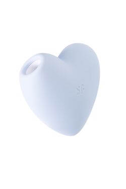 Вакуум-волновой стимулятор клитора с вибрацией Satisfyer Cutie Heart, силикон, голубой, 7,7 см