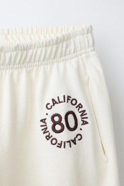 ZARA ФЛИСОВЫЕ БРЮКИ BALLOON С НАДПИСЬЮ, ЭКРЮ