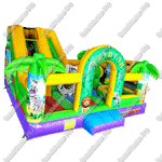 Коммерческий надувной батут "Сафари-джунгли с розовым единорогом", размер 6*5*4 м