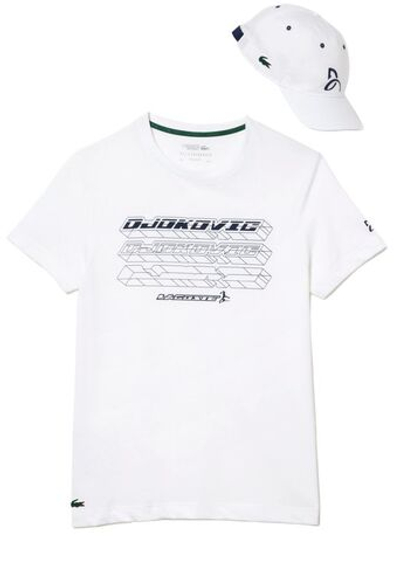 Футболка мужская теннисная Lacoste Men’s Lacoste Tennis x Novak Djokovic Regular Fit T-shirt and Cap Pack - white
