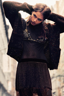 ZARA КАРДИГАН ОВЕРСАЙЗ ТРИКОТАЖНЫЙ, ТЕМНО-КОРИЧНЕВЫЙ