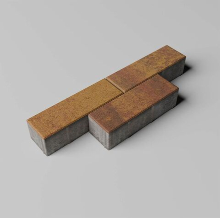 Тротуарная плитка ПРЯМОУГОЛЬНИК 300х100 мм - Листопад гладкий Осень