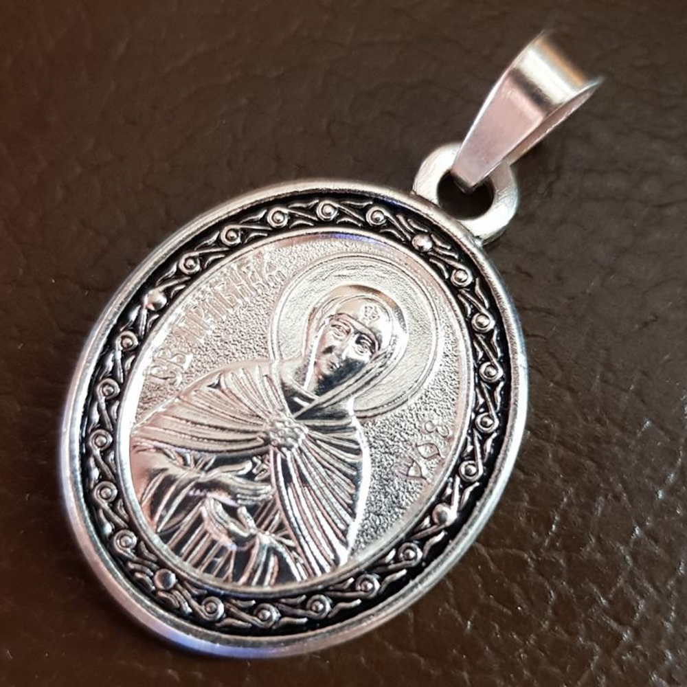 Нательная именная икона святая Зоя с серебрением кулон с молитвой