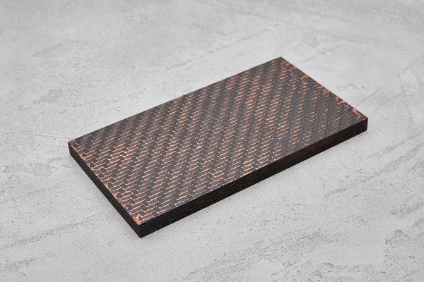Карбон twill 12K, плашка 140x80x8мм, с медной пудрой