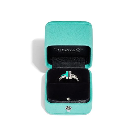 Кольцо Tiffany & Co. Diamond and Turquoise, в белом золоте с бриллиантами