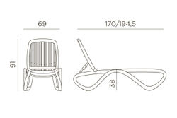Шезлонг Nardi Tropico без подлокотников, белый