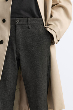 ZARA БРЮКИ КОМФОРТНОЙ ПОСАДКИ ИЗ РЕЛЬЕФНОЙ ТКАНИ, АНТРАЦИТОВО-СЕРЫЙ