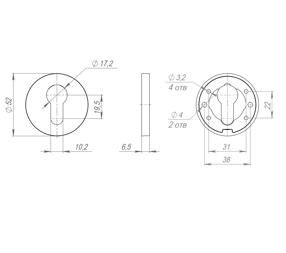 Накладка на цилиндр ESC.C.RLR/R.486 GR-23 графит (1 шт.)