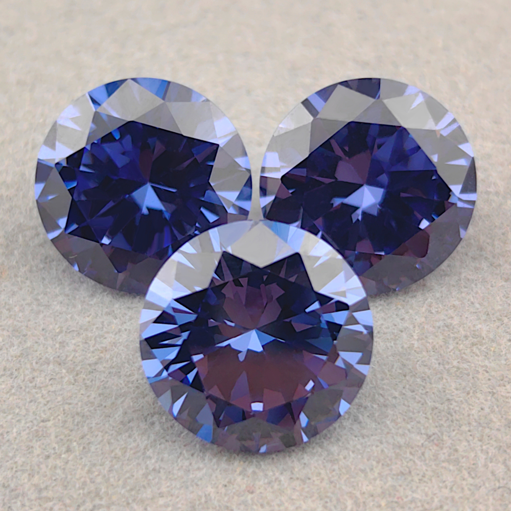 Фианит круглый, танзанитовый