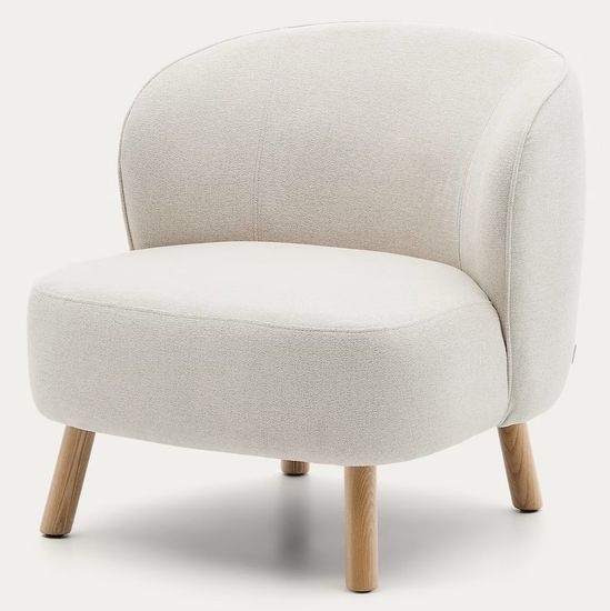 Кресло Ulit из бежевого шенилла с ножками из бука в натуральной отделке Испания La Forma