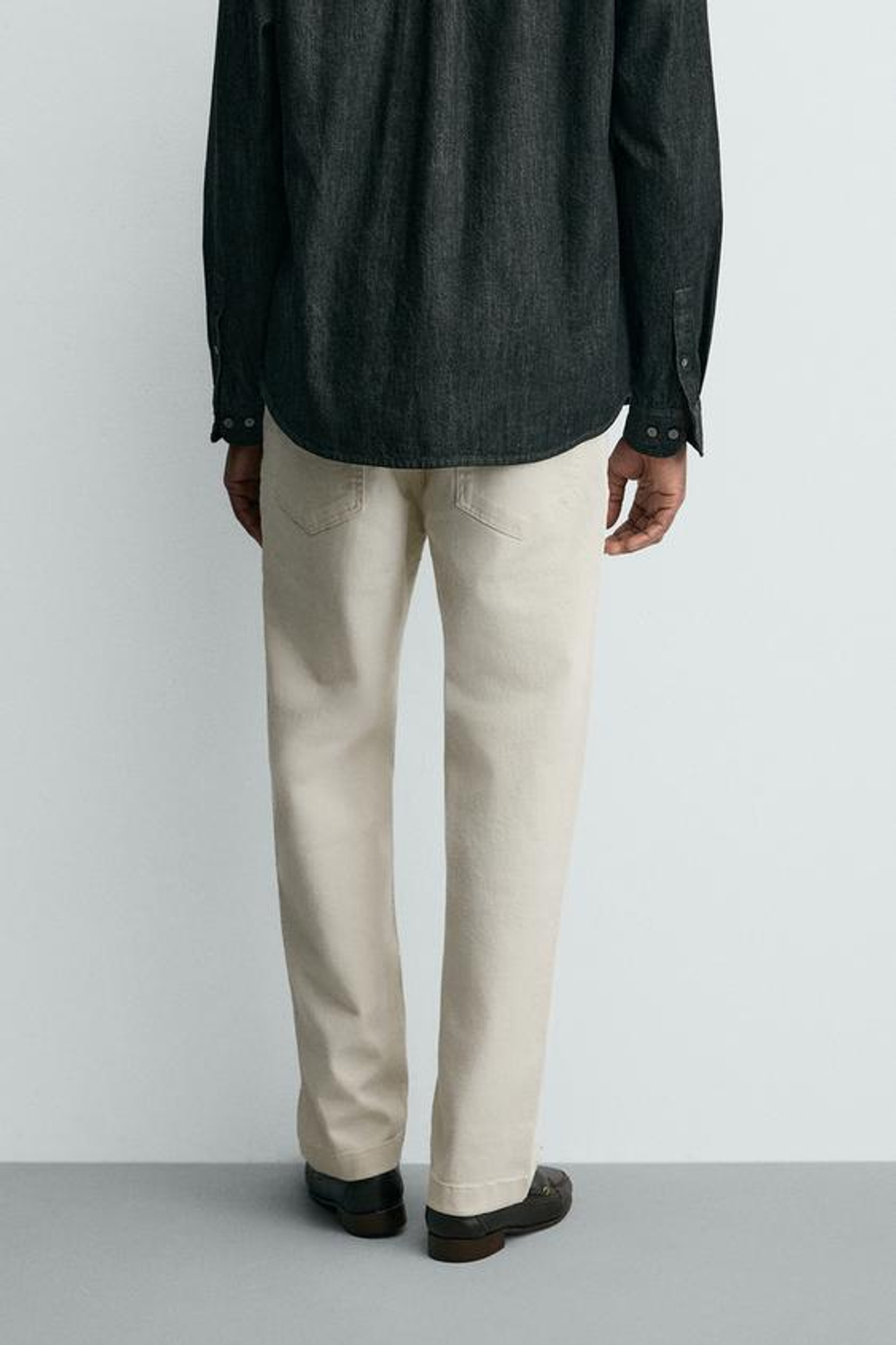 ZARA БРЮКИ STRAIGHT FIT, ЭКРЮ