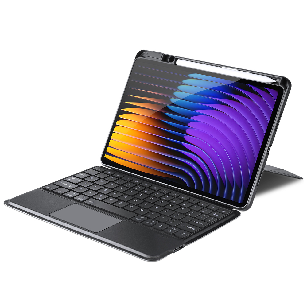 Защитный чехол подставка с клавиатурой (RUS) от Dux Ducis для Xiaomi Pad 7 и 7 Pro, серия DK Series Keyboard, русская клавиатура с подсветкой