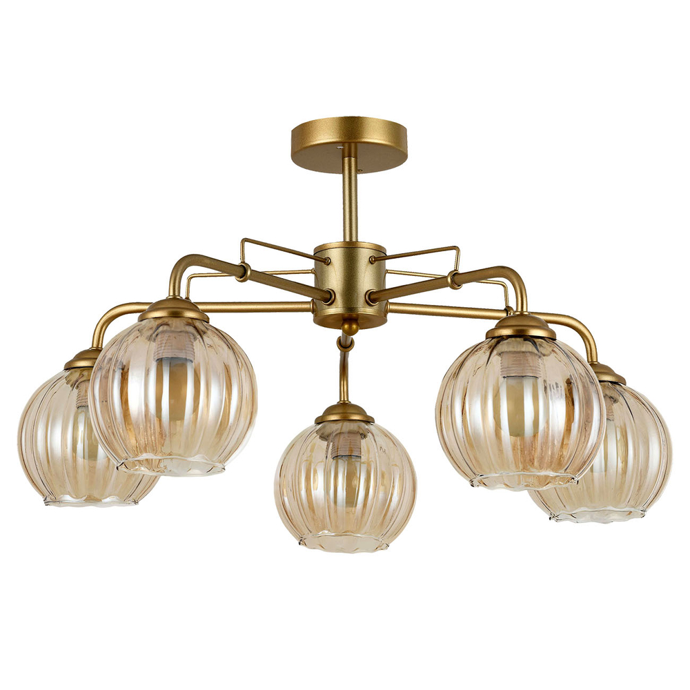 Светильник на штанге 5x60Вт E27, металл/стекло, шампань