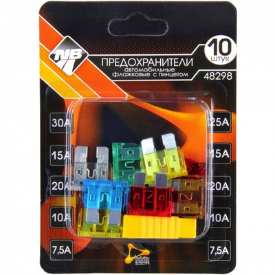 48298 Предохранители флажковые в блистере "Nova Bright-fusion" MAXI (7,5А-30А) с захватом (10 шт)