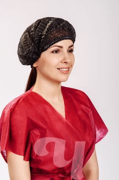 Шапочка одноразовая "Шарлотка" черная 50 шт/уп.