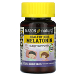 Mason Natural, мелатонин для детей от 4 лет, с фруктовым вкусом, 60 таблеток (500 мкг в 1 таблетке)