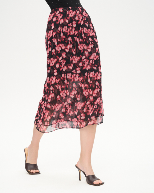 Юбка двухслойная миди из принтованного шифона