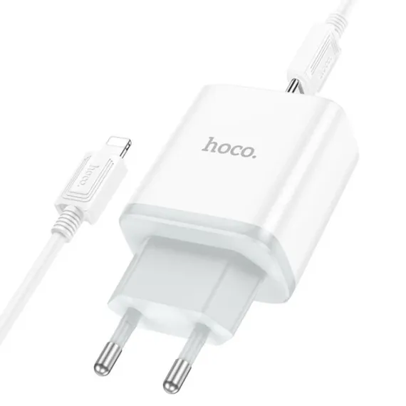Adapter Сетевое зарядное устройство с кабелем HOCO C104A Stage single port PD20W Charger Set (C to iP)(EU) White