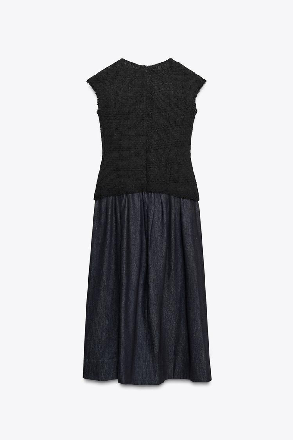 ZARA КОМБИНИРОВАННОЕ ПЛАТЬЕ МИДИ ZW COLLECTION, СИНИЙ