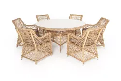 "Эспрессо–150 L" обеденная группа плетеная, цвет соломенный