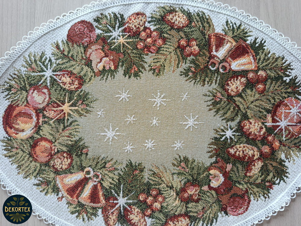 Набор декоративных гобеленовых салфеток Настроение рождества (1 шт 32х46+6 шт d 15)