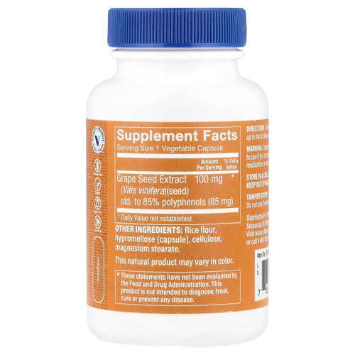 The Vitamin Shoppe, Экстракт виноградных косточек, 100 мг, 120 растительных капсул