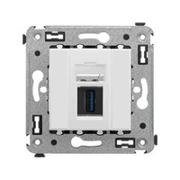 USB 3.0 розетка одинарная в стену, тип А-А, "Avanti", "Белое облако"