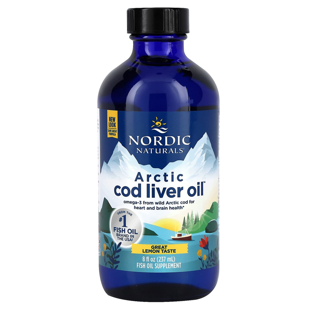 Nordic Naturals, Arctic Cod Liver Oil, масло из печени арктической трески, со вкусом лимона, 1060 мг, 237 мл (8 жидк. унций)
