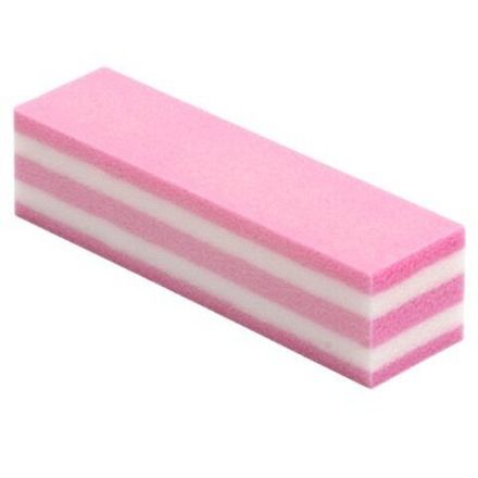 Блок (баф) для шлифовки ногтей четырехсторонний, розовая пастила