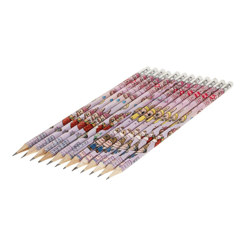 Карандаш ч/г НВ дер. "Зубастик" с ластиком, корп. шестигран. (Mazari) (Комплект 12шт.)