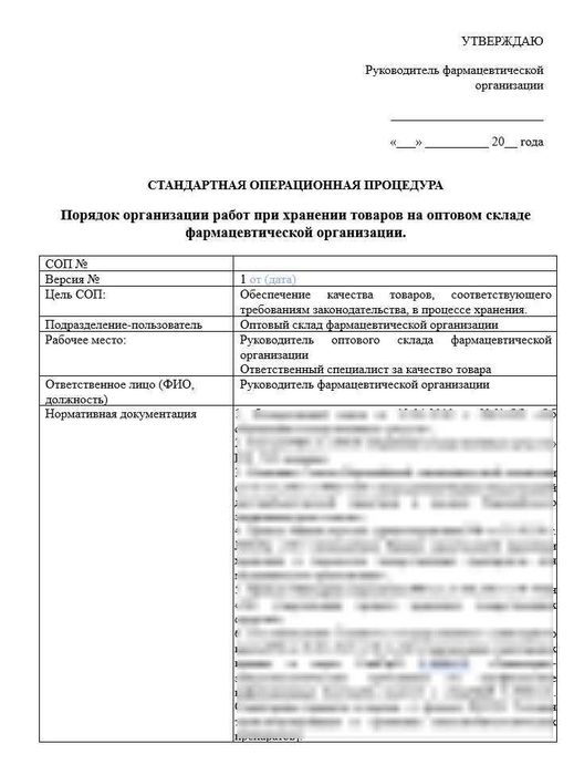 СОП Порядок хранения товаров на фарм складе_1