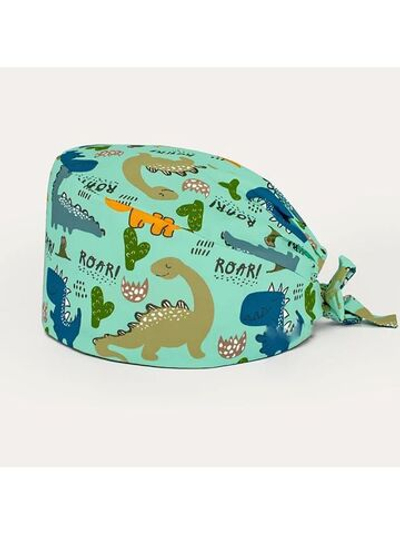 Шапочка медицинская, принт "ROAR!", голубой