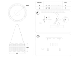 Ambrella Подвесная светодиодная люстра с хрусталем Traditional TR5009