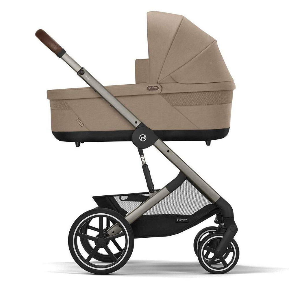 Коляска Cybex Balios S Lux TPE complete Aton B2 Bay Blue 3 в 1 Almond Beige с дождевиками